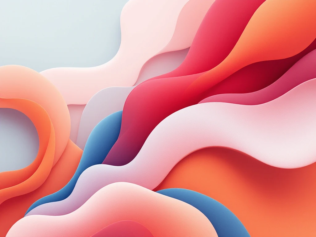 Abstracte digitale compositie met vloeiende organische vormen in lichtblauw, roze, oranje en wit voor employer branding