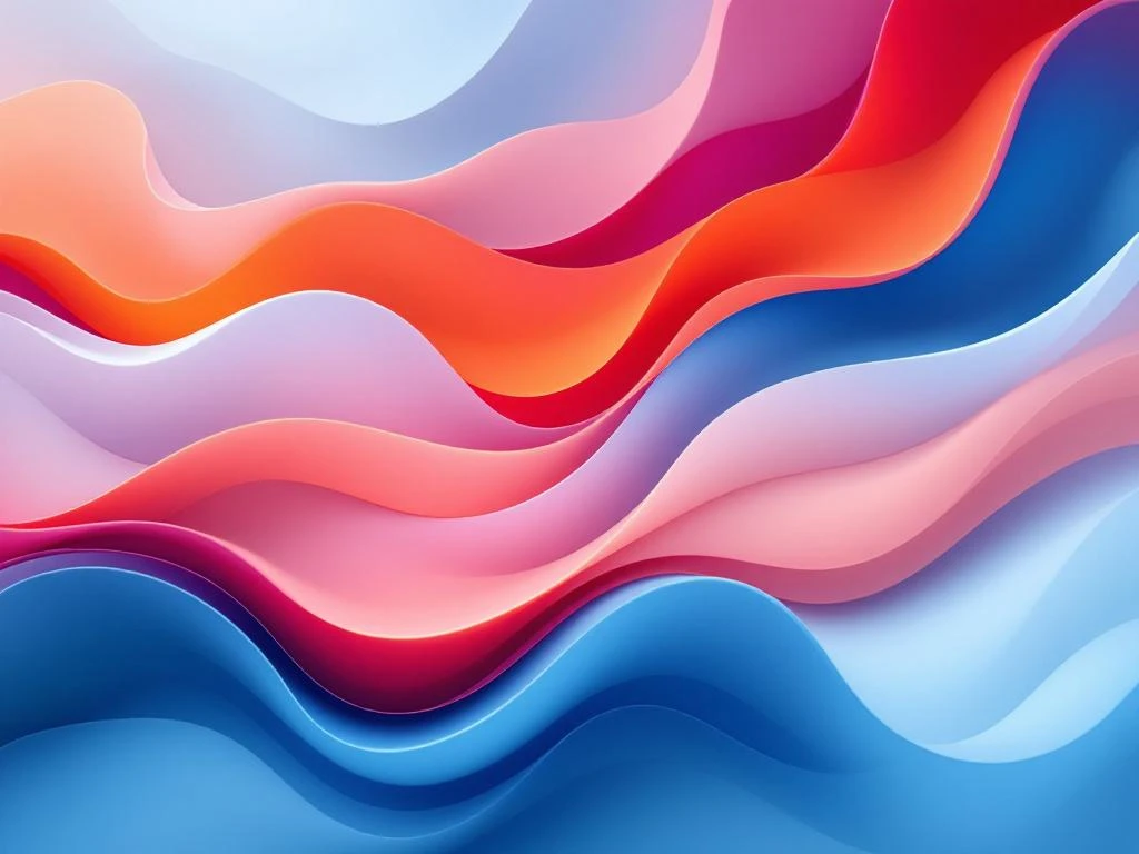 Abstracte digitale compositie met vloeiende organische vormen in blauw, roze, oranje en wit voor employer branding