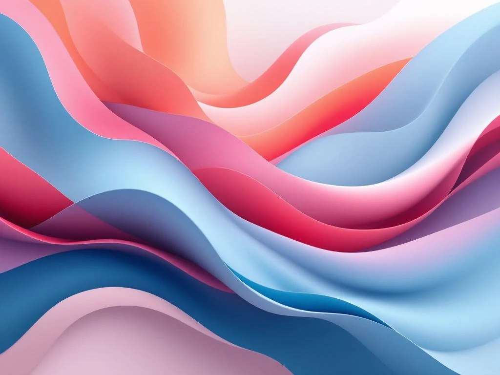 Abstracte compositie met vloeiende organische vormen in blauw, roze, oranje en wit voor creatieve marketing