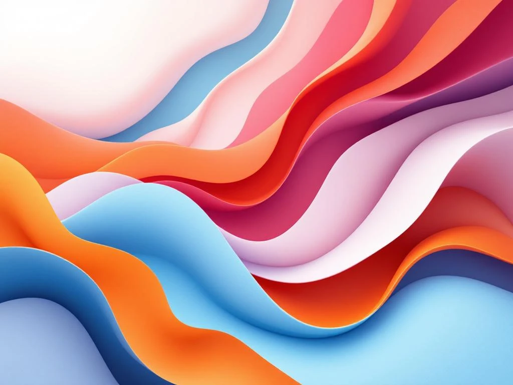 Abstracte compositie met vloeiende organische vormen in blauw, roze, oranje en wit voor contentmarketing