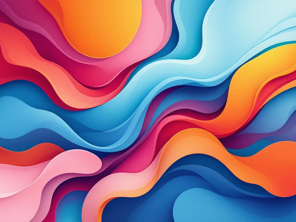 Abstract stroomdiagram met organische vormen in lichtblauw, roze, oranje en wit dat professionele loopbaanpaden weergeeft