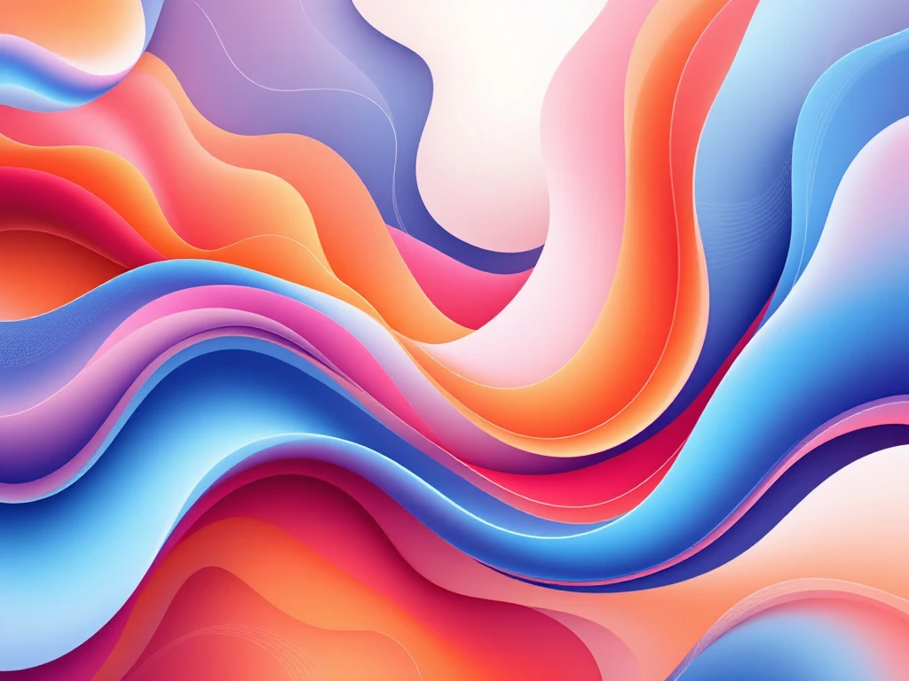 Abstracte vloeiende vormen in blauw, roze en oranje met moderne gradiënten voor content marketing design