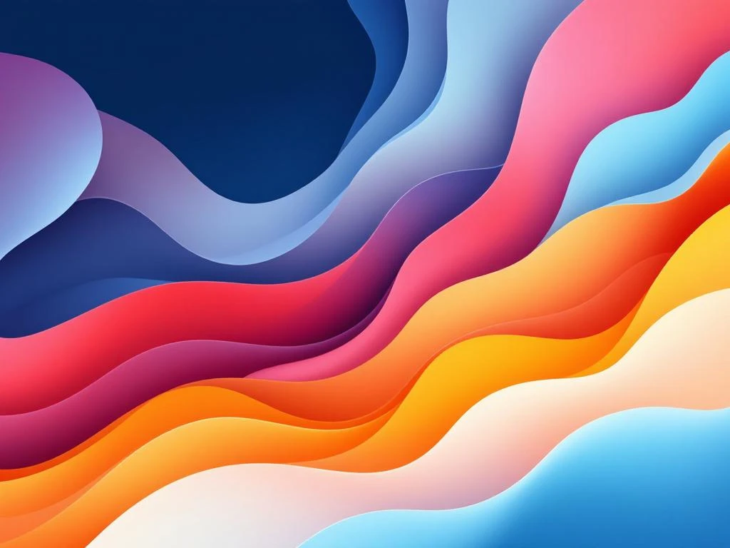 Abstracte compositie met vloeiende kleurovergangen in blauw, roze en oranje voor professionele groei en investeringen