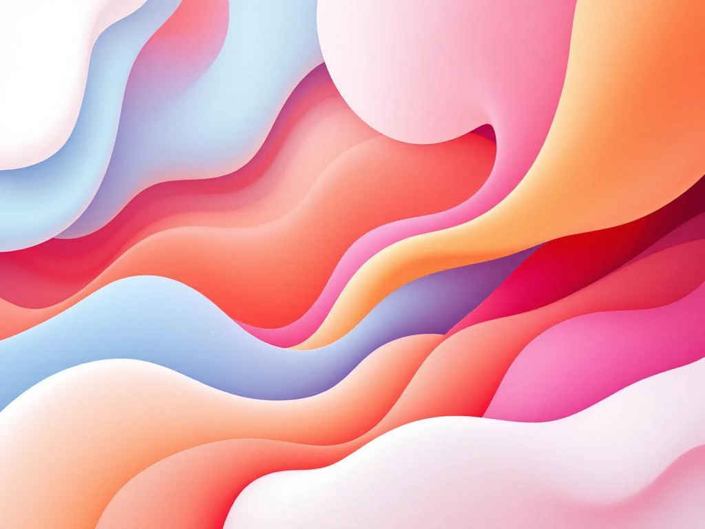 Abstracte digitale compositie met vloeiende organische vormen in blauw, roze, oranje tinten voor employer branding